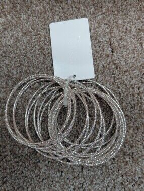Forever 21 Sparkling Silver Multi-Bangle Bracelet Set - Women Jewelry